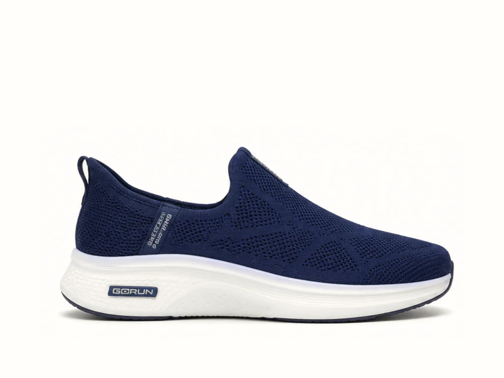 Skechers Hands Free Slip-ins GO RUN Air-Cooled Goga Mat Navy Lightweight Running Shoes for Men