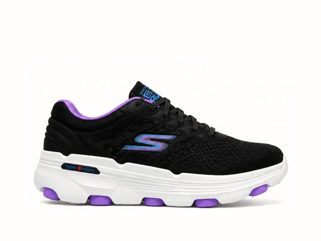 Skechers GO RUN 7.0 Women's Running Shoes – Air-Cooled Goga Mat, Hyper Pillars | Black/Purple