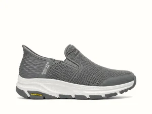 Skechers Hands Free Slip-ins Arch Fit Air-Cooled Goga Mat Grey Walking Shoes with Goodyear Performance Outsole for Men